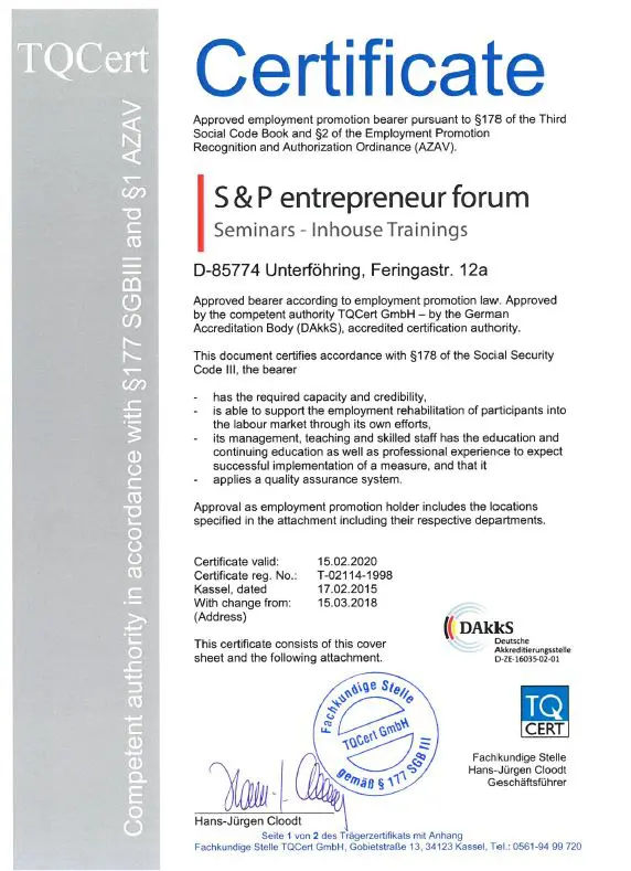 Zertifizierter Seminaranbieter Zertifizierter Seminaranbieter