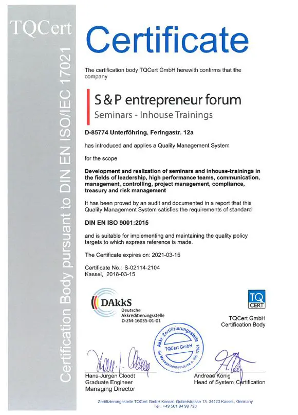 Zertifizierter Seminaranbieter Zertifizierter Seminaranbieter